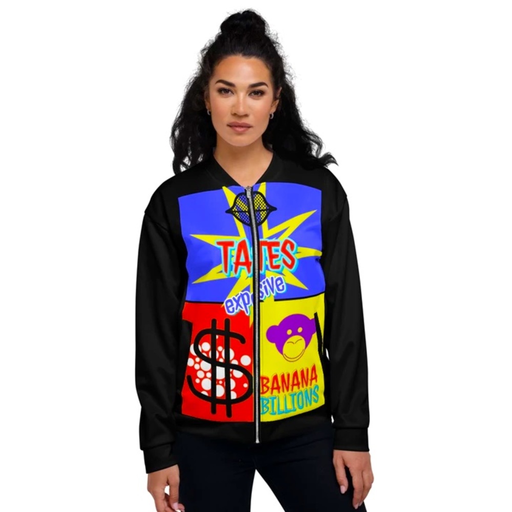 "Tastes Expensive" Graphic Bomber Jacket